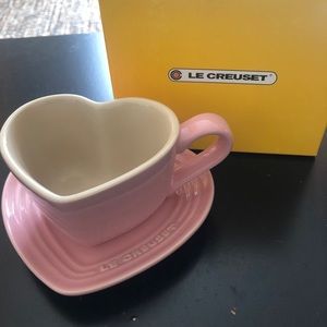 Le Creuset Heart Shaped Mug and Tray- Satin Pink